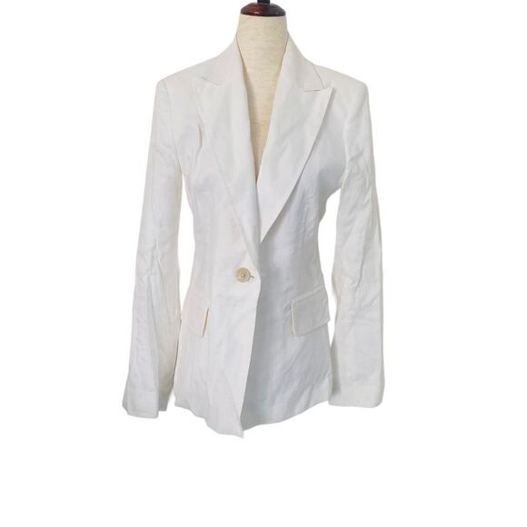 NWT Banana Republic CREAM One Button Sculpted Linen Blend Blazer SZ 8 New, MY23 - Picture 1 of 12
